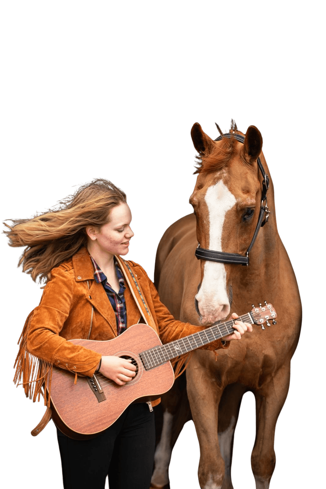 Cécile Gardens, country singer-songwriter, with her guitar
